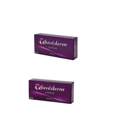 Juvederm, relleno dérmico a base de gel, ácido hialurónico inyectable para restaurar el volumen facial.
