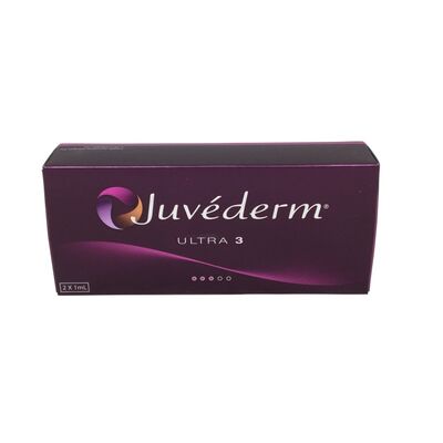 Relleno dérmico Juvederm para rostro con ácido hialurónico diseñado para mejorar la elasticidad de la piel y reducir los signos del envejecimiento en el rostro