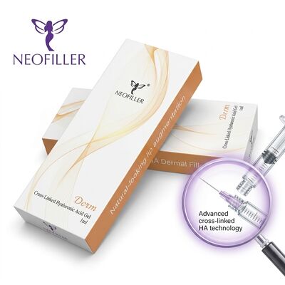 Relleno dérmico de ácido hialurónico biocompatible en volumen de jeringa de 1 ml con 24 meses de validez para el rejuvenecimiento facial
