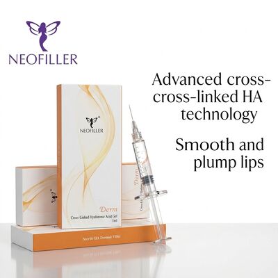 Relleno dérmico de ácido hialurónico inyectable reticulado, 1ml, Gel biocompatible de 8-15 meses de duración, suavizante de arrugas faciales