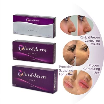 Gel Juvederm Dermal Filler 1ml Siringa Sitio de inyección facial Ideal para procedimientos de rejuvenecimiento facial y restauración del volumen