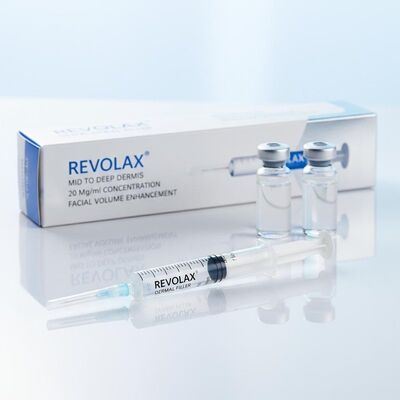 24 mgml Revolax Dermal Filler Injecciónprofundidad De media a profunda concentración en la dermis 20 mgml Solución para aumento del volumen facial