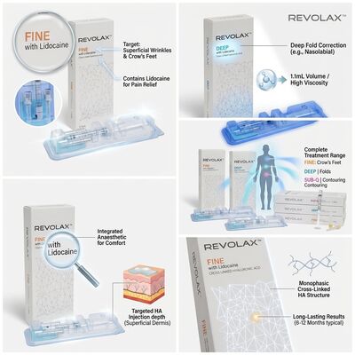 Relleno de mentón Revolax Sub-Q Ácido Hialurónico Dermal Cross-Linked Monofásico 1.1ml para Aumento de Mentón