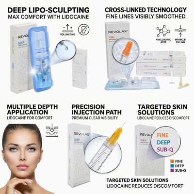 Relleno de mentón Revolax Sub-Q Ácido Hialurónico Dermal Cross-Linked Monofásico 1.1ml para Aumento de Mentón