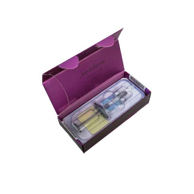 Relleno dérmico Juvederm para rostro con ácido hialurónico diseñado para mejorar la elasticidad de la piel y reducir los signos del envejecimiento en el rostro